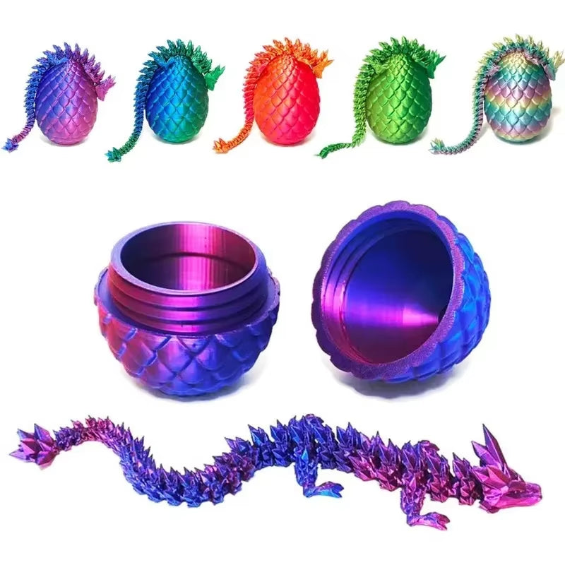 3D Printed Crystal Dragon Egg Full Body Joints That Can Move Dragon Spinner Articulated Dragon Toy Decompression Creative Toys